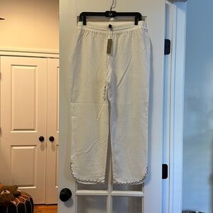 JCREW Brand New wTags, White, Cotton, Cropped Pants w/Tassels and Beads, Size M